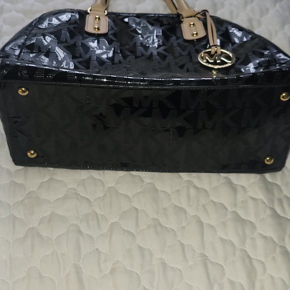 Michael Kors signature mirror black logo satchel bag - Picture 7 of 8